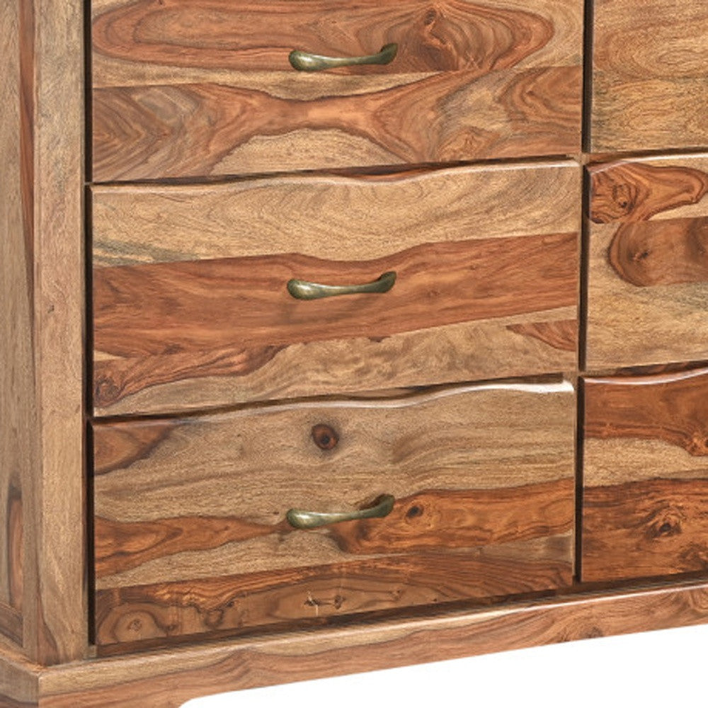 60" Brown Solid Wood Live Edge Six Drawer Double Dresser-8