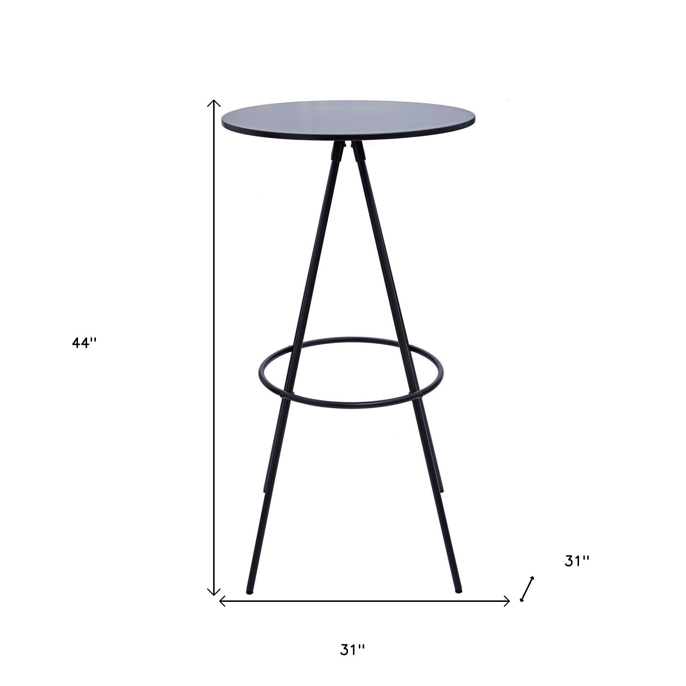 31" Black Rounded Wood and Iron Bar Table-4