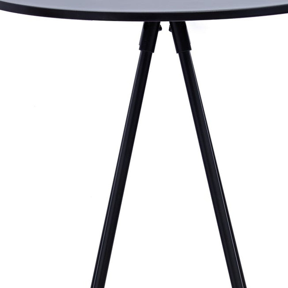 31" Black Rounded Wood and Iron Bar Table-2