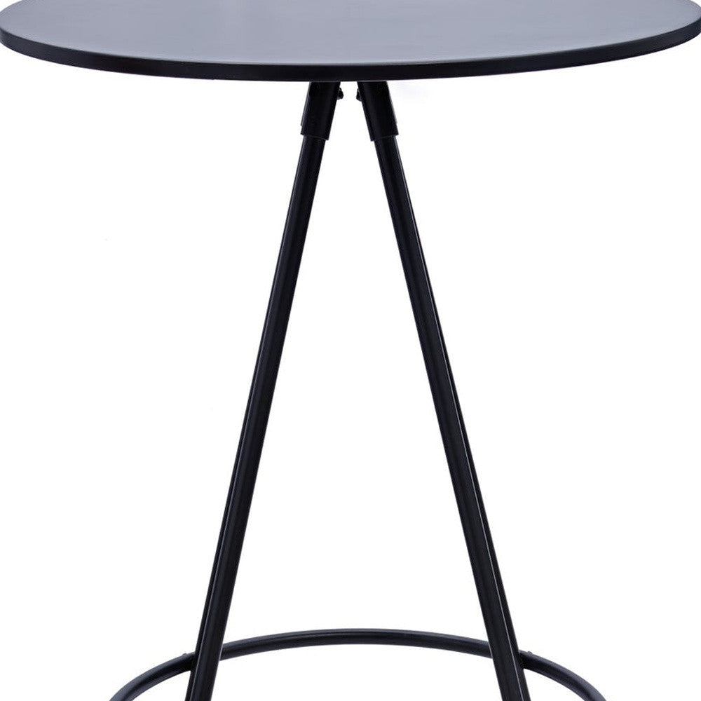 31" Black Rounded Wood and Iron Bar Table-3