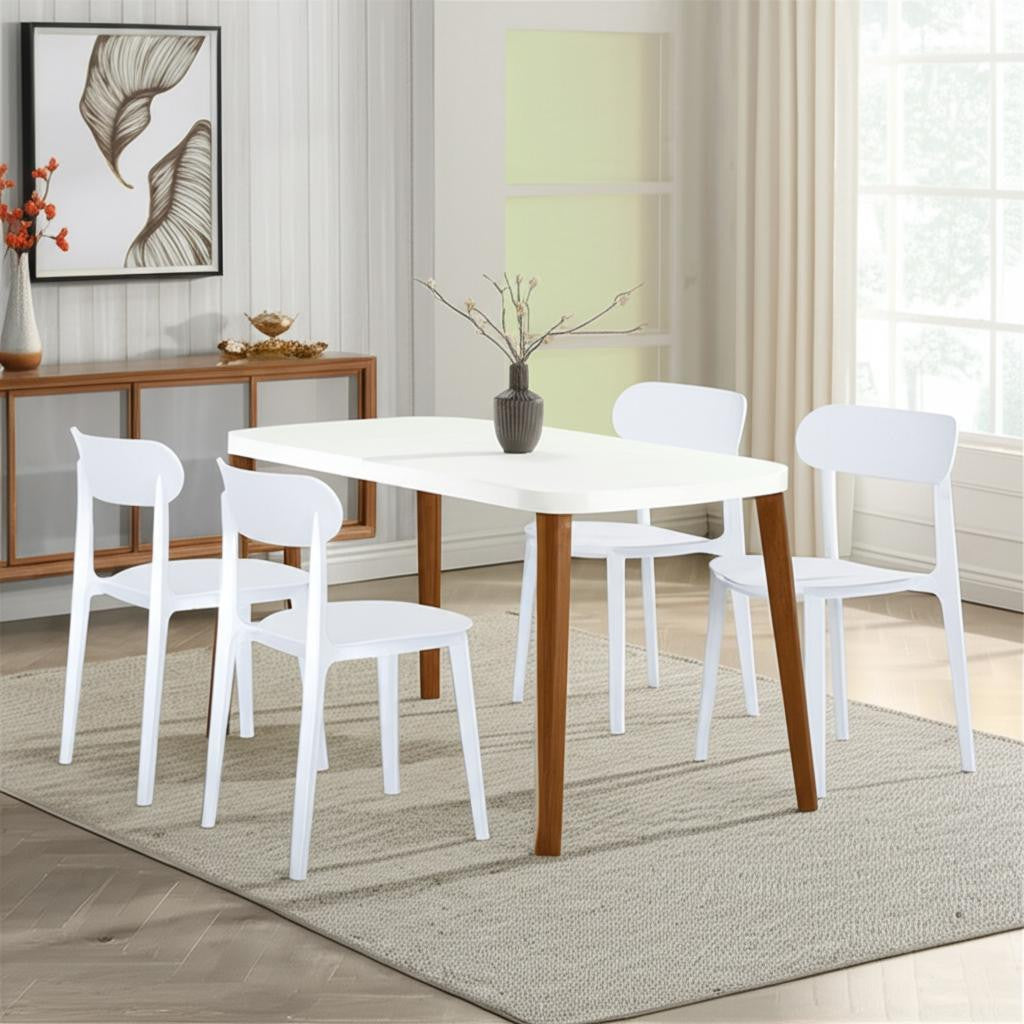 Set of Four White Heavy Duty Plastic Dining Side Chairs-0