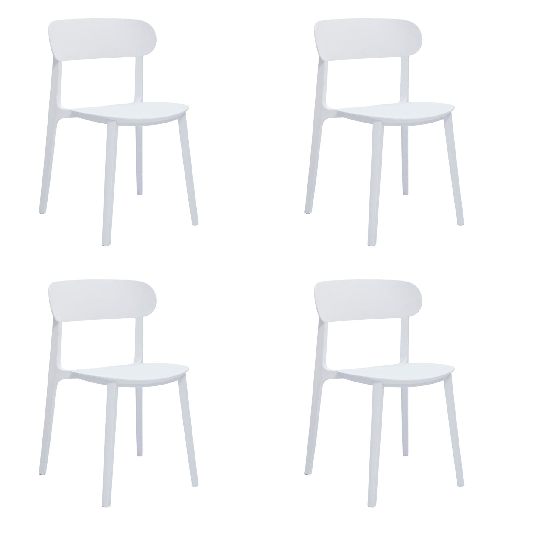 Set of Four White Heavy Duty Plastic Dining Side Chairs-1