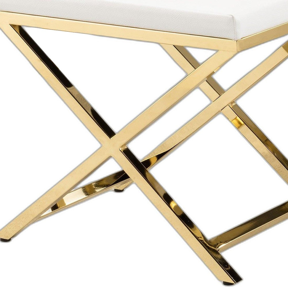 21" White and Gold Faux Leather Vanity Chair-3