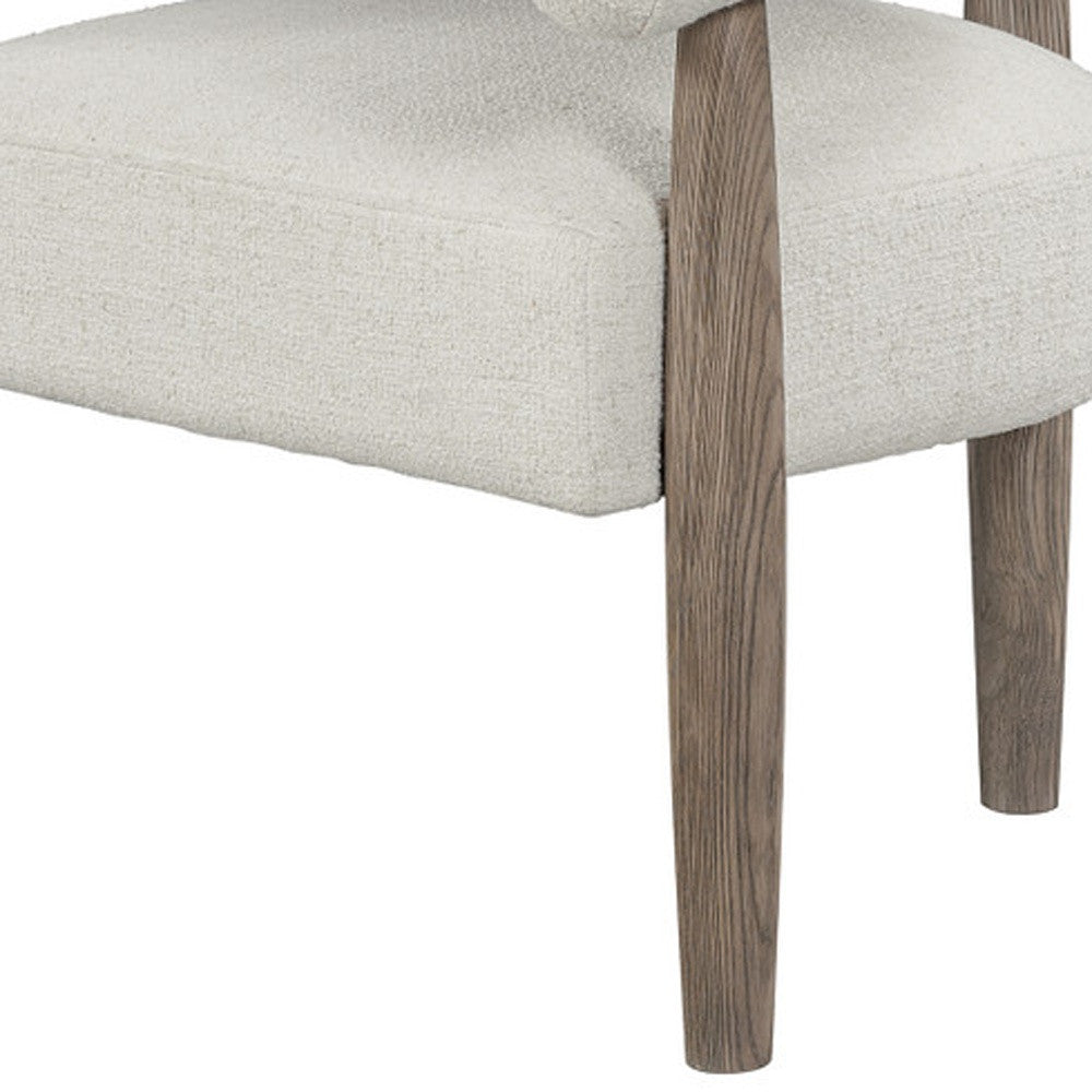 29" Off White and Ash Gray Fabric And Wood Arm Chair-3