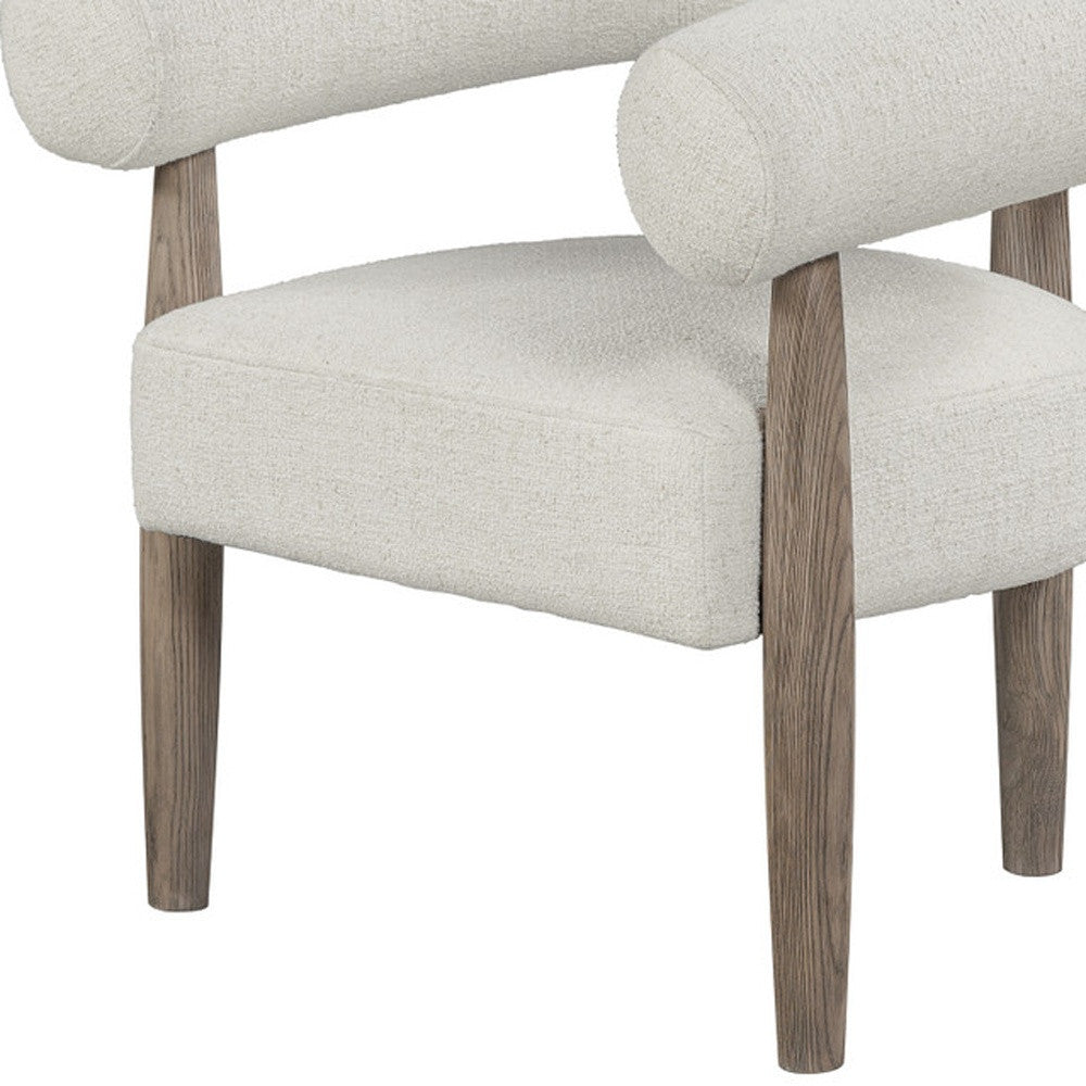 29" Off White and Ash Gray Fabric And Wood Arm Chair-4