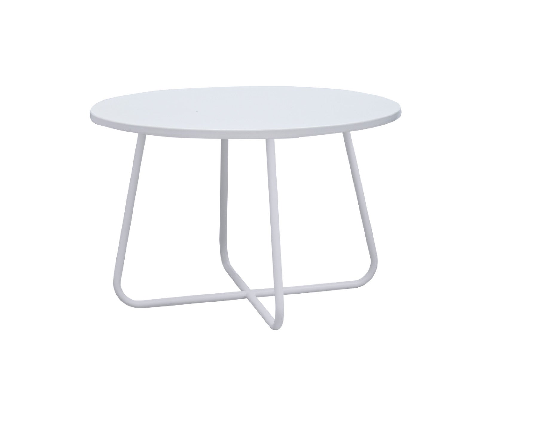 28" White Wood And Metal Round Cross Legs Coffee Table-1