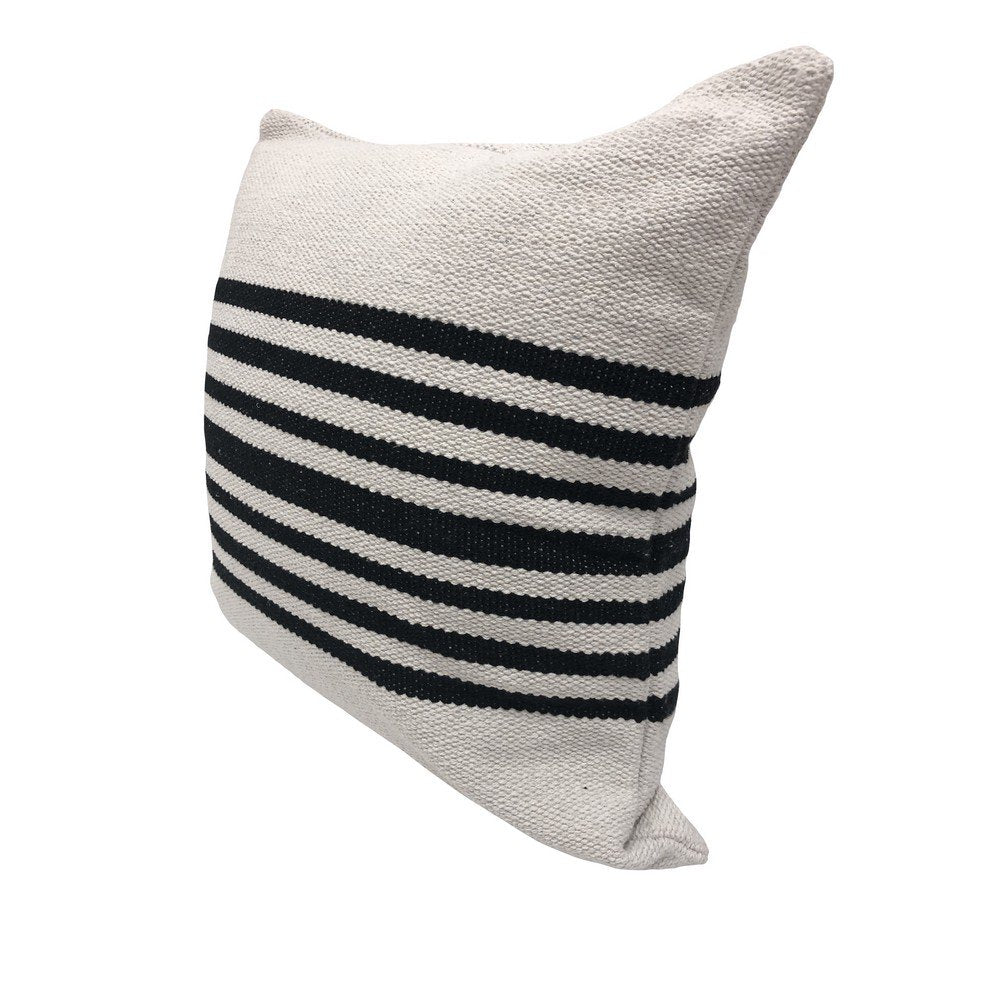 Set of Two Black and White Striped Cotton Throw Pillows-5