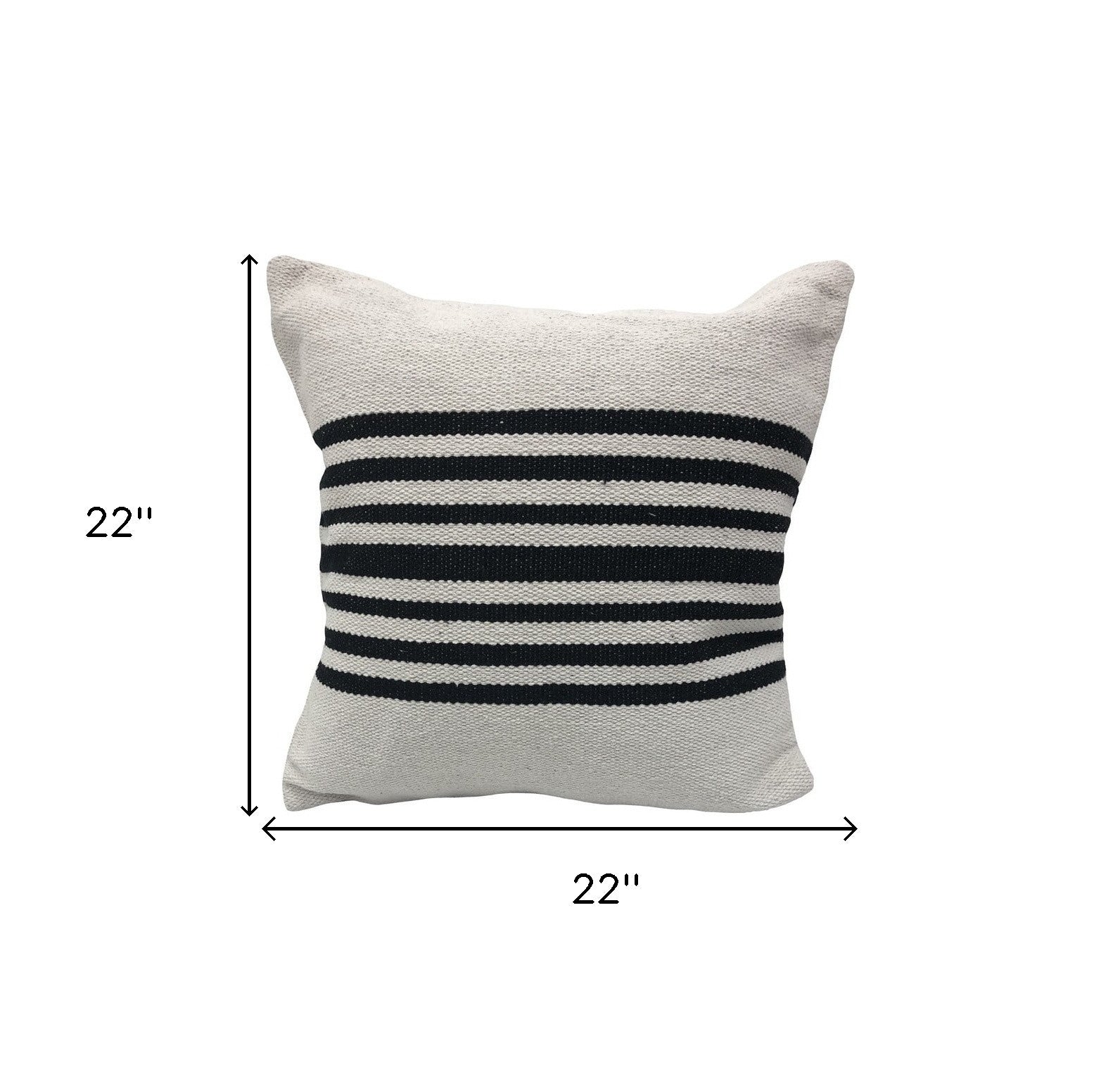 Set of Two Black and White Striped Cotton Throw Pillows-8