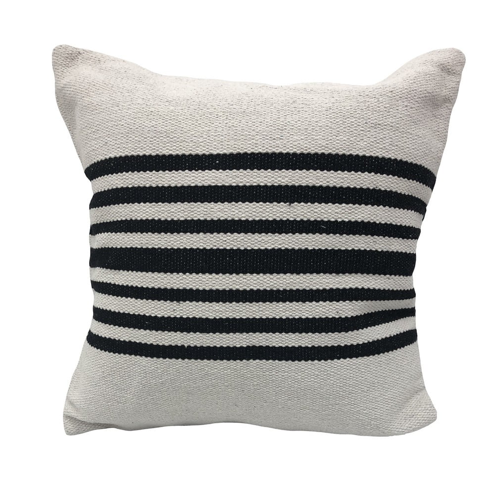 Set of Two Black and White Striped Cotton Throw Pillows-2