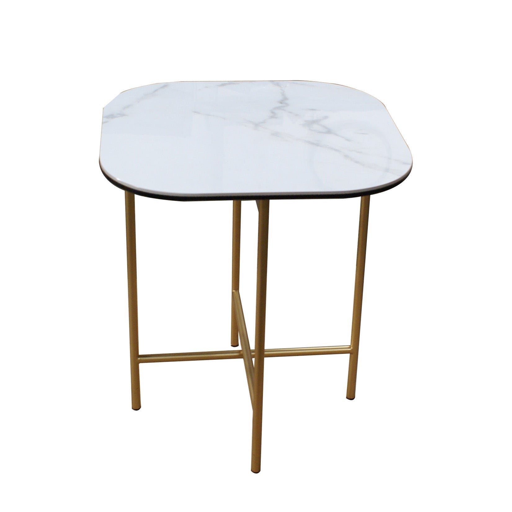 22" White And Gold Ceramic And Metal Square End Table-2