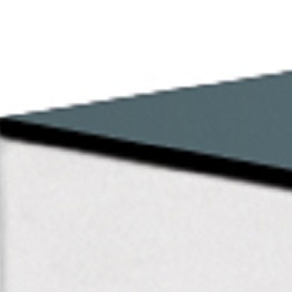 20" Black And White Mirrored Glass Square Cross Legs End Table-2