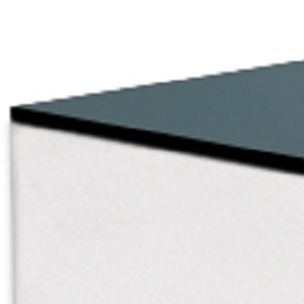 20" Black And White Mirrored Glass Square Cross Legs End Table-3