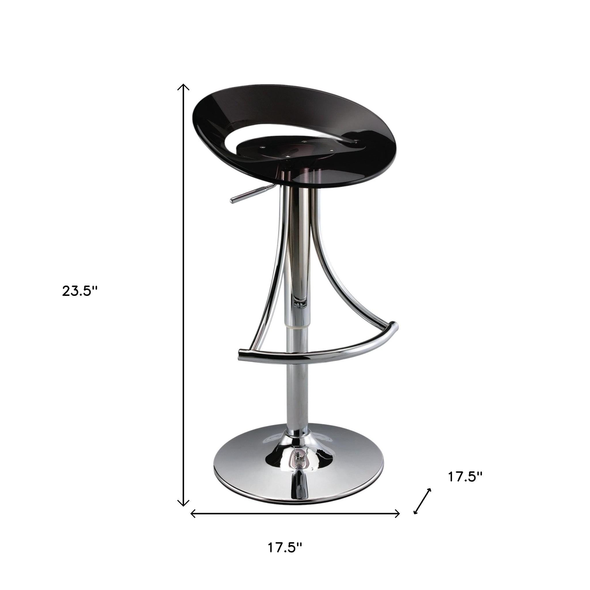Black and Silver Metal and Heavy Duty Plastic Low Back Adjustable Height Bar Chair-5