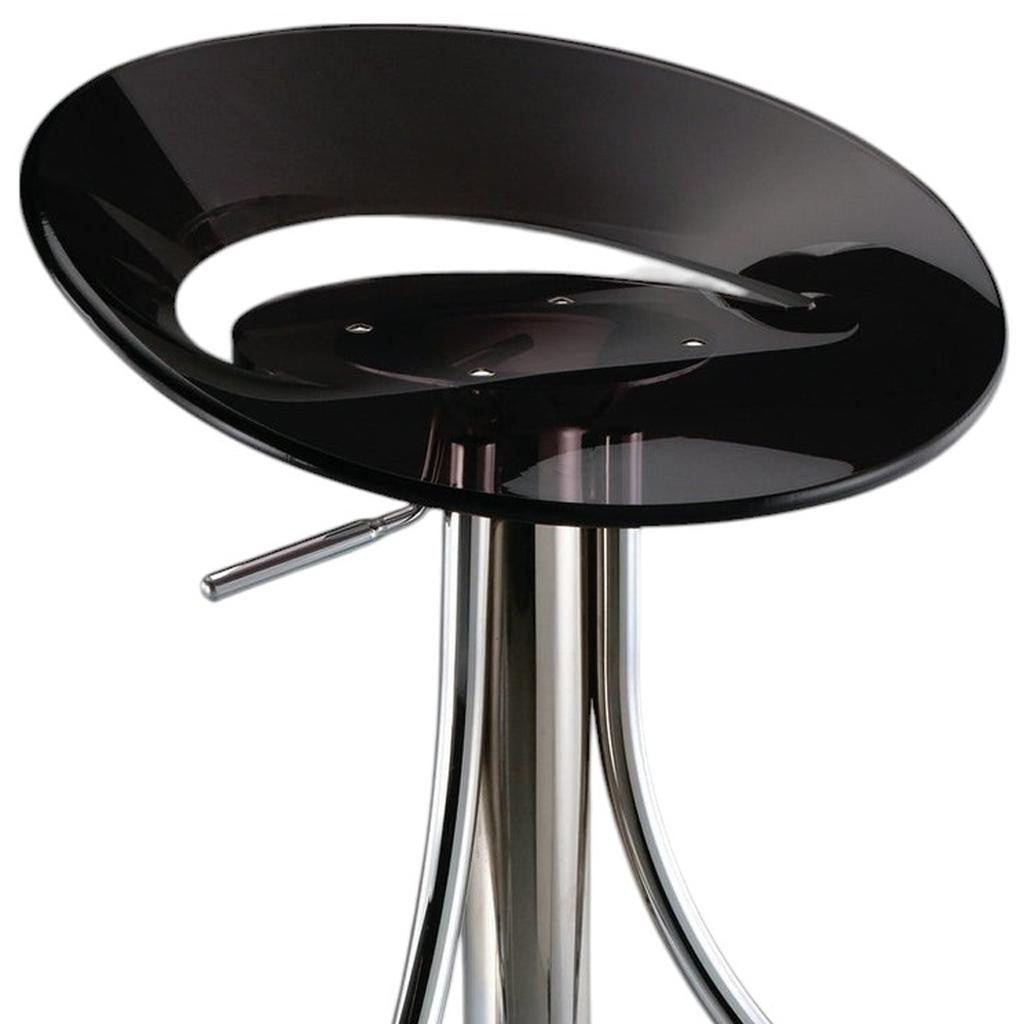 Black and Silver Metal and Heavy Duty Plastic Low Back Adjustable Height Bar Chair-3