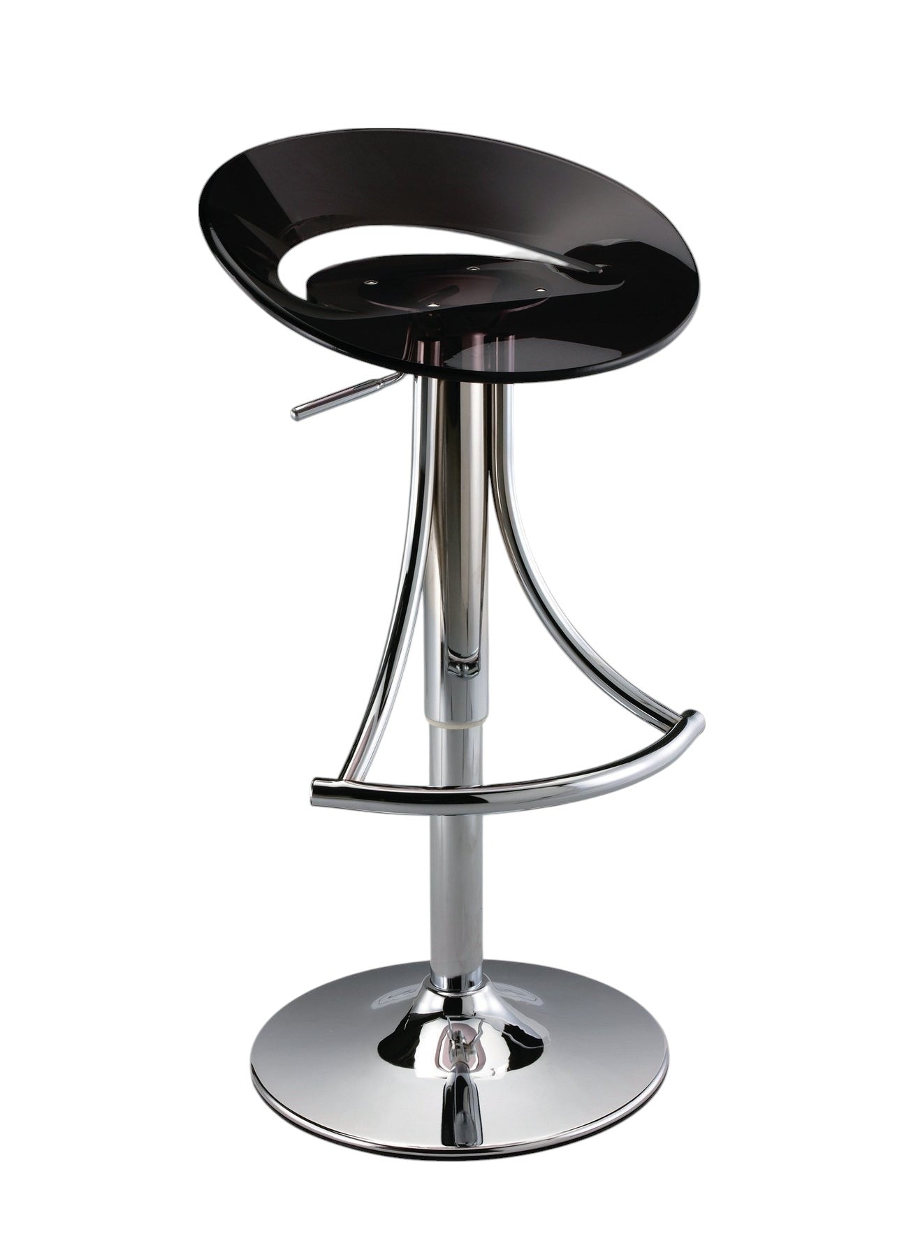 Black and Silver Metal and Heavy Duty Plastic Low Back Adjustable Height Bar Chair-0