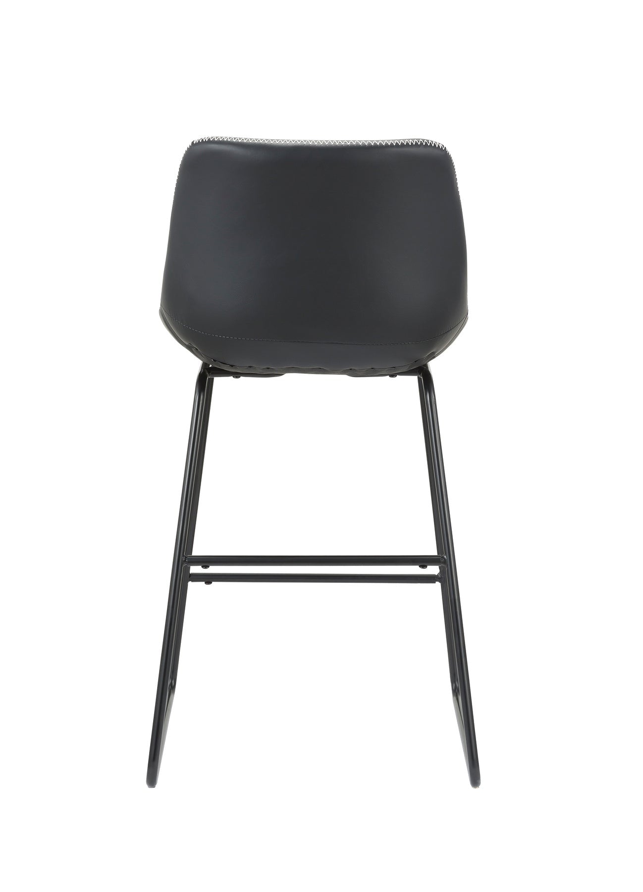 Set of Two Black Faux Leather and Metal Low Back Counter Height Bar Chairs-3