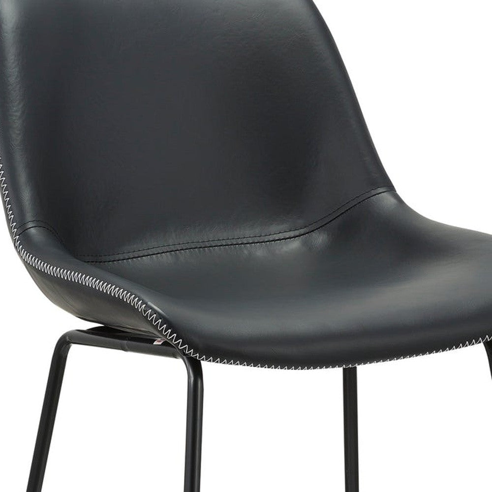 Set of Two Black Faux Leather and Metal Low Back Counter Height Bar Chairs-6