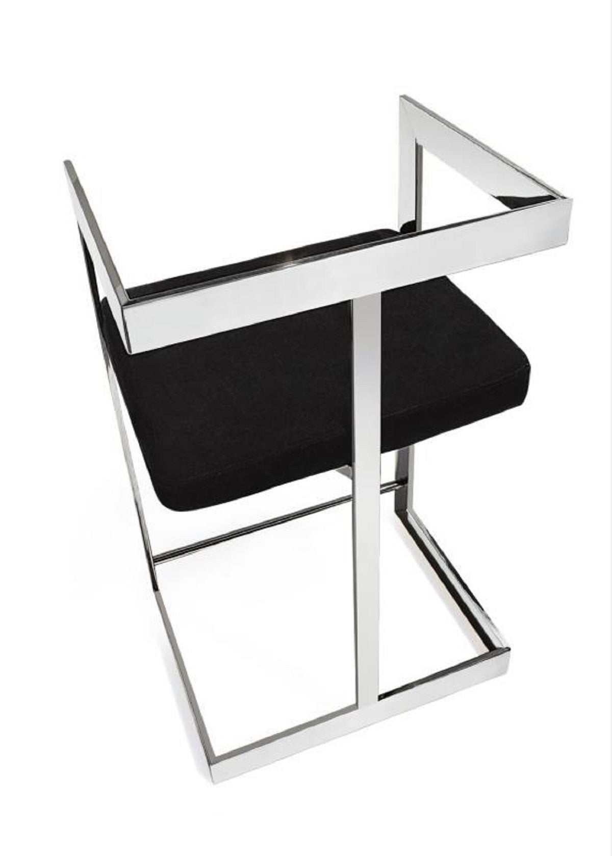 26" Black and Silver Velvet and Stainless Steel Low Back Counter Height Bar Chair-2