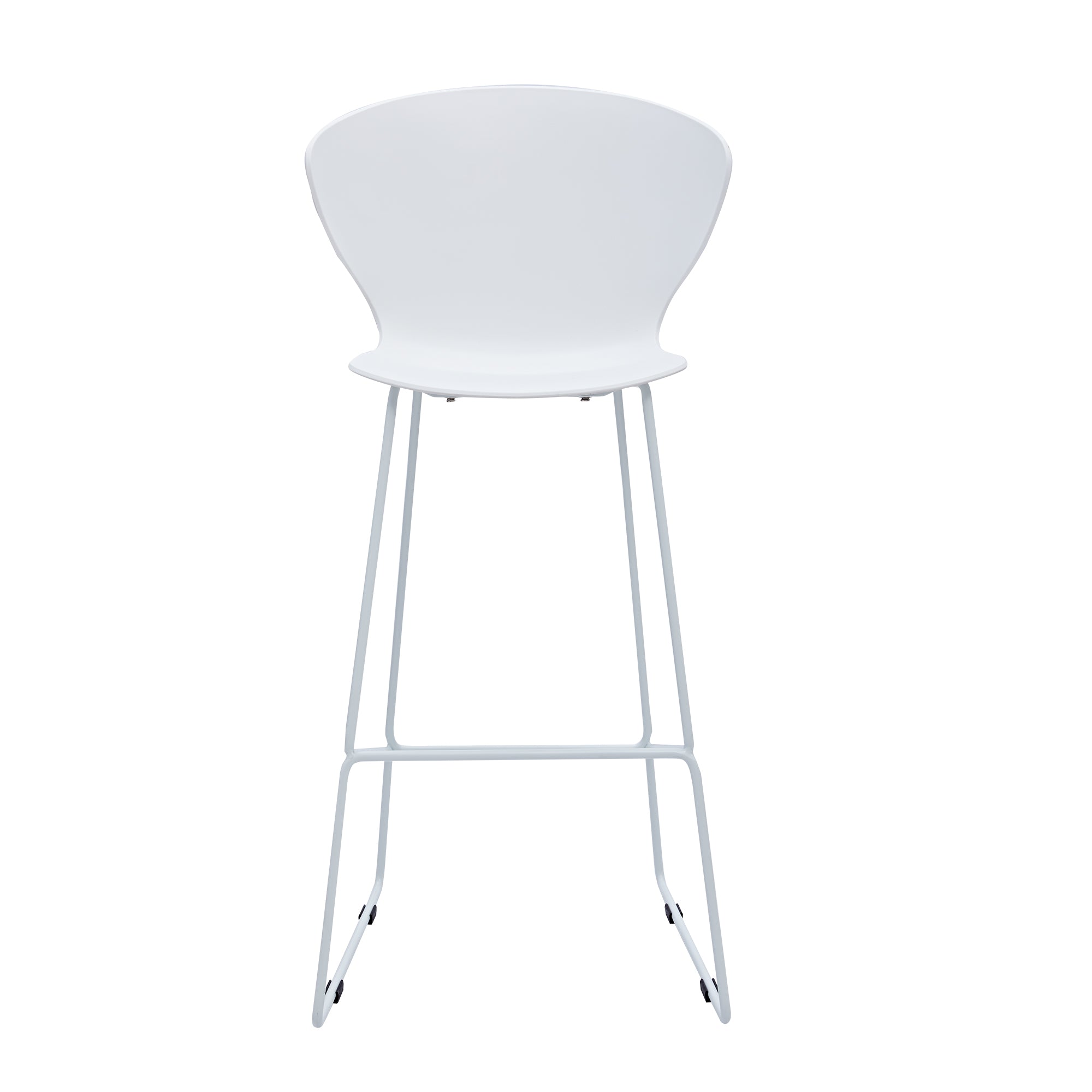 Set of Two 30" White and Silver Heavy Duty Plastic and Metal Low Back Bar Height Bar Chairs-4