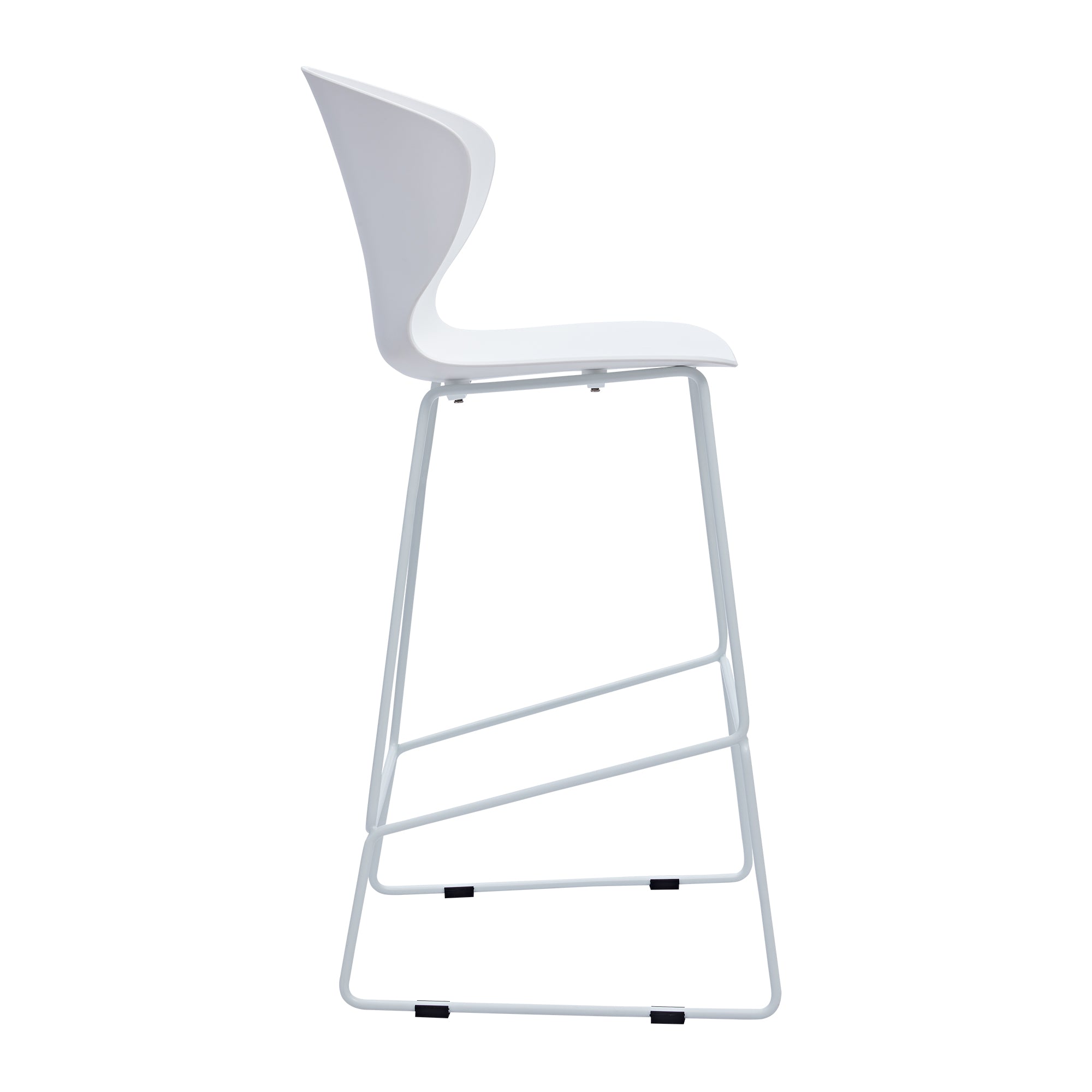Set of Two 30" White and Silver Heavy Duty Plastic and Metal Low Back Bar Height Bar Chairs-5