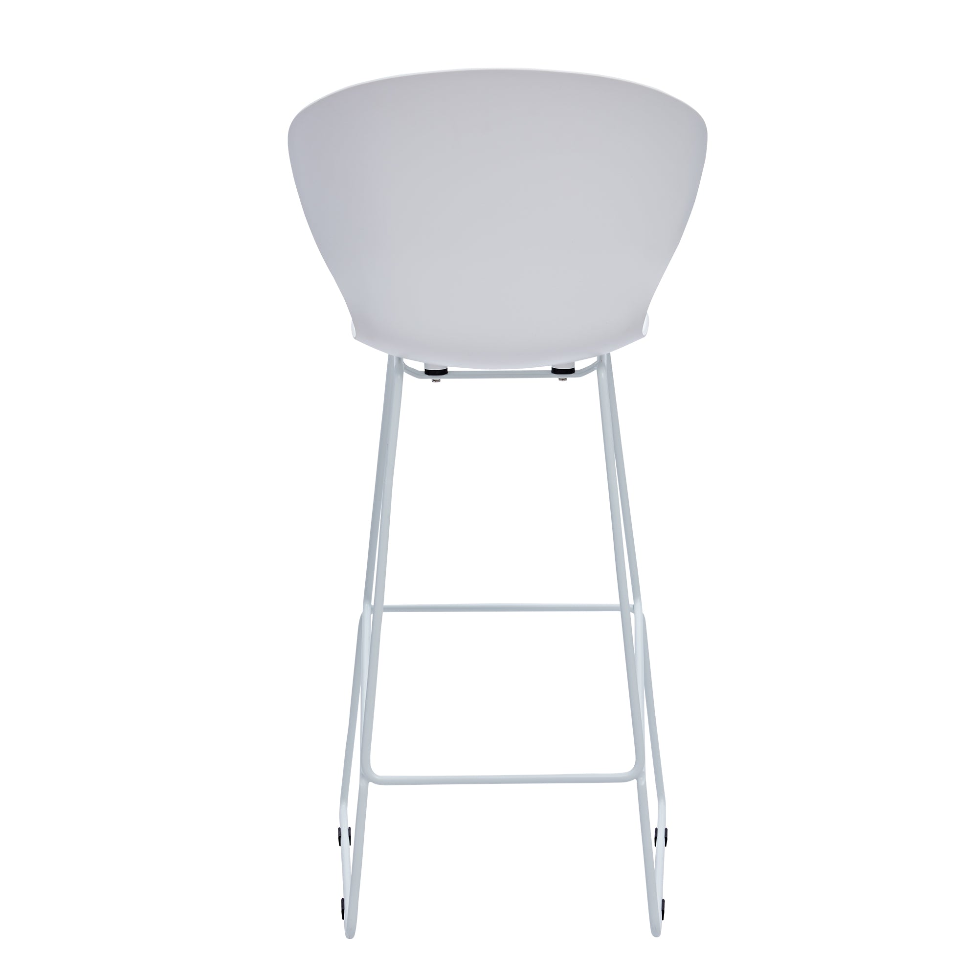 Set of Two 30" White and Silver Heavy Duty Plastic and Metal Low Back Bar Height Bar Chairs-6