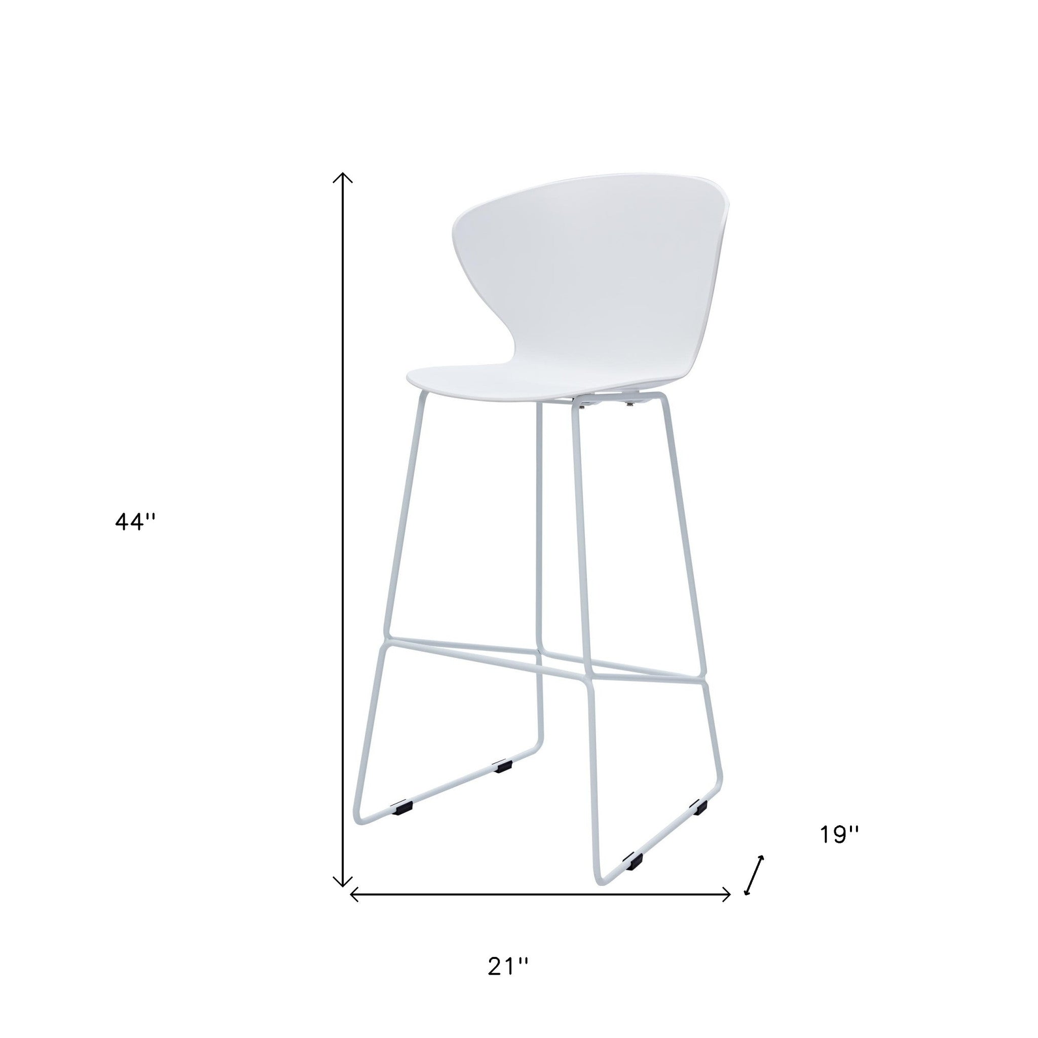Set of Two 30" White and Silver Heavy Duty Plastic and Metal Low Back Bar Height Bar Chairs-7