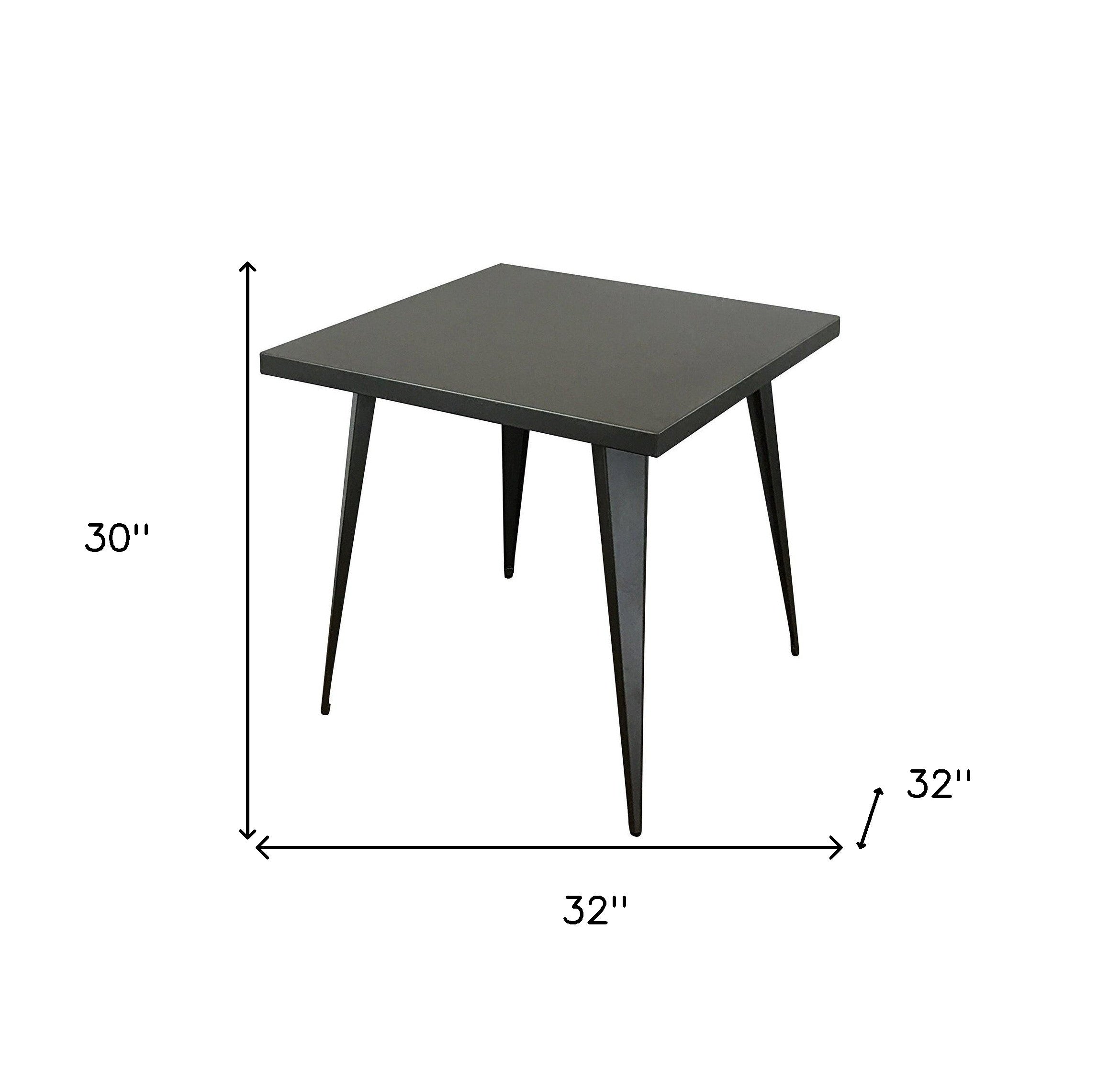 32" Gray Steel And Metal Square Dining Table-5