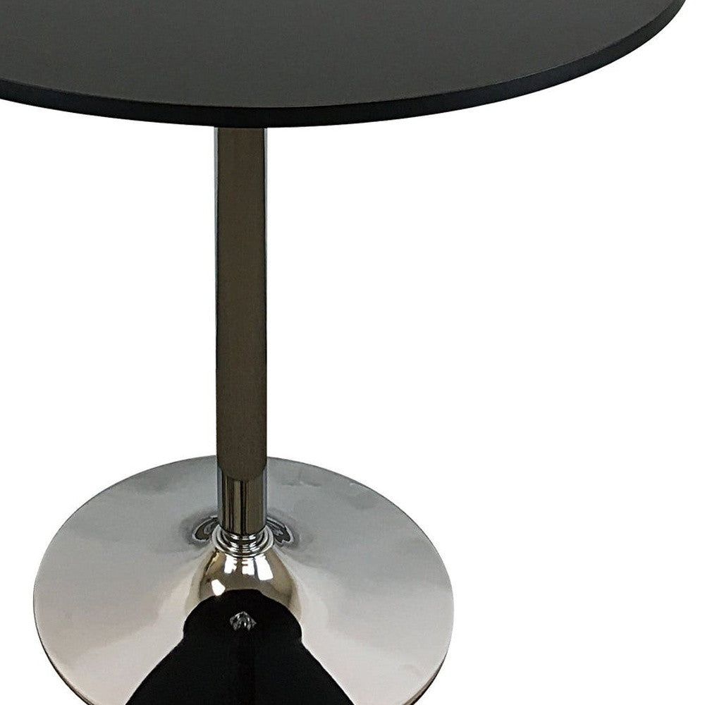 36" Black and Silver Wood And Metal Pedestal Base Round Top Dining Table-2