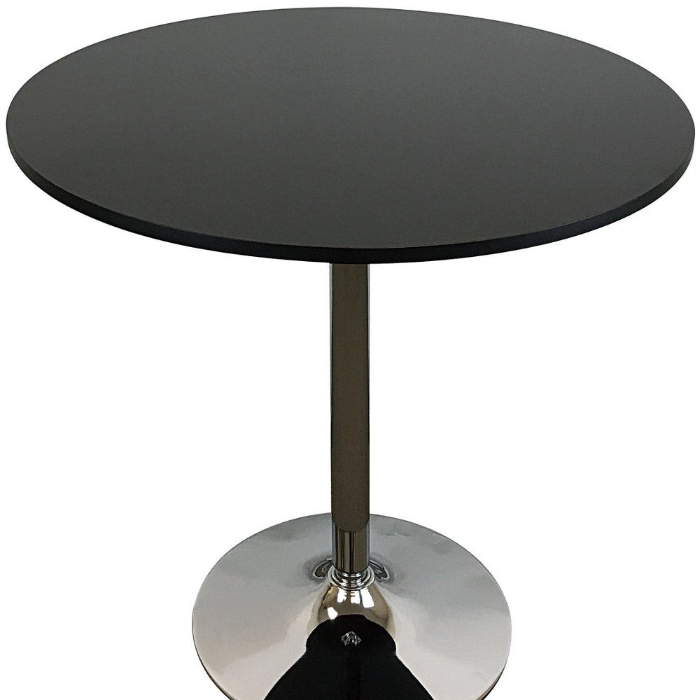 36" Black and Silver Wood And Metal Pedestal Base Round Top Dining Table-3