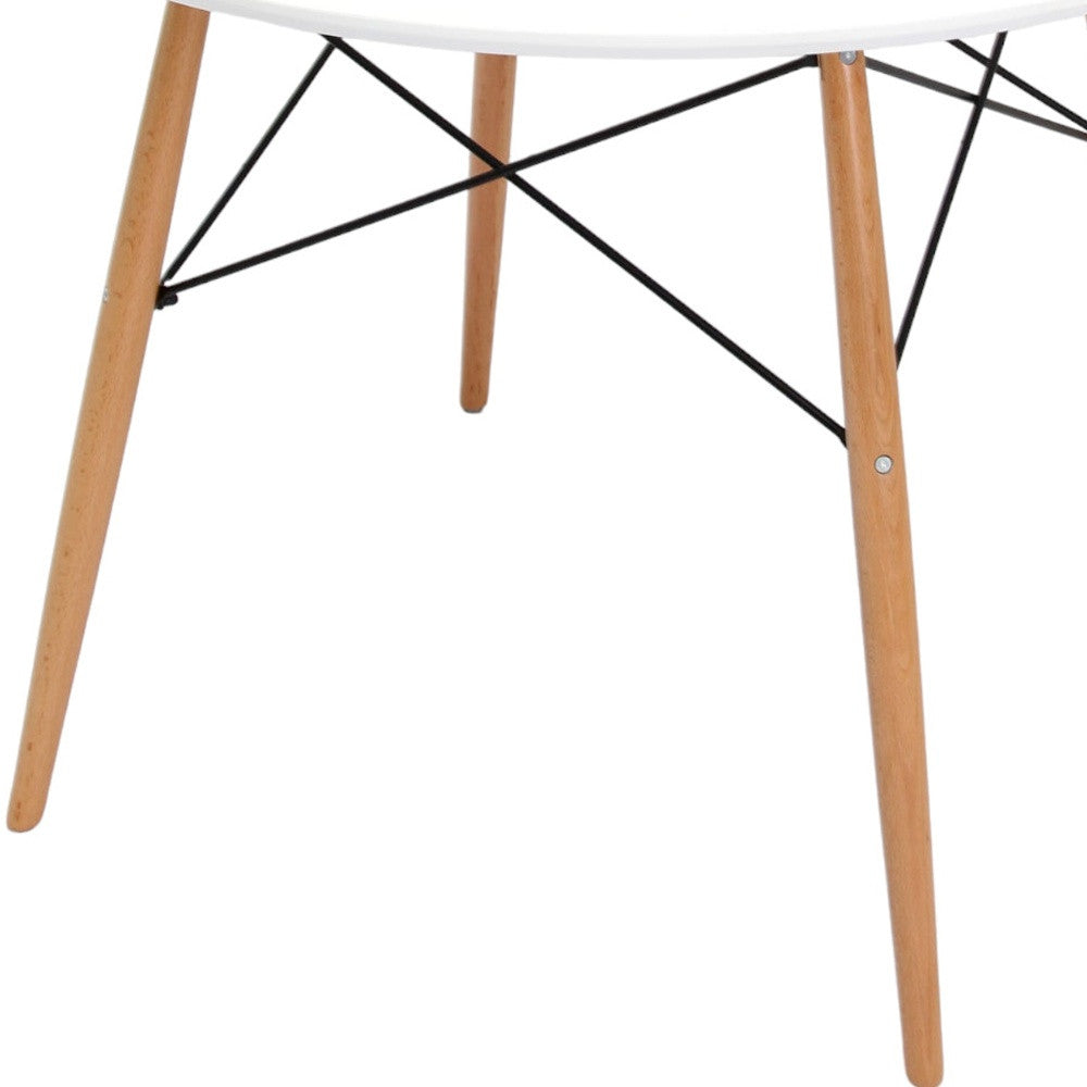 36" White and Natural Wood Round Top Dining Table-3