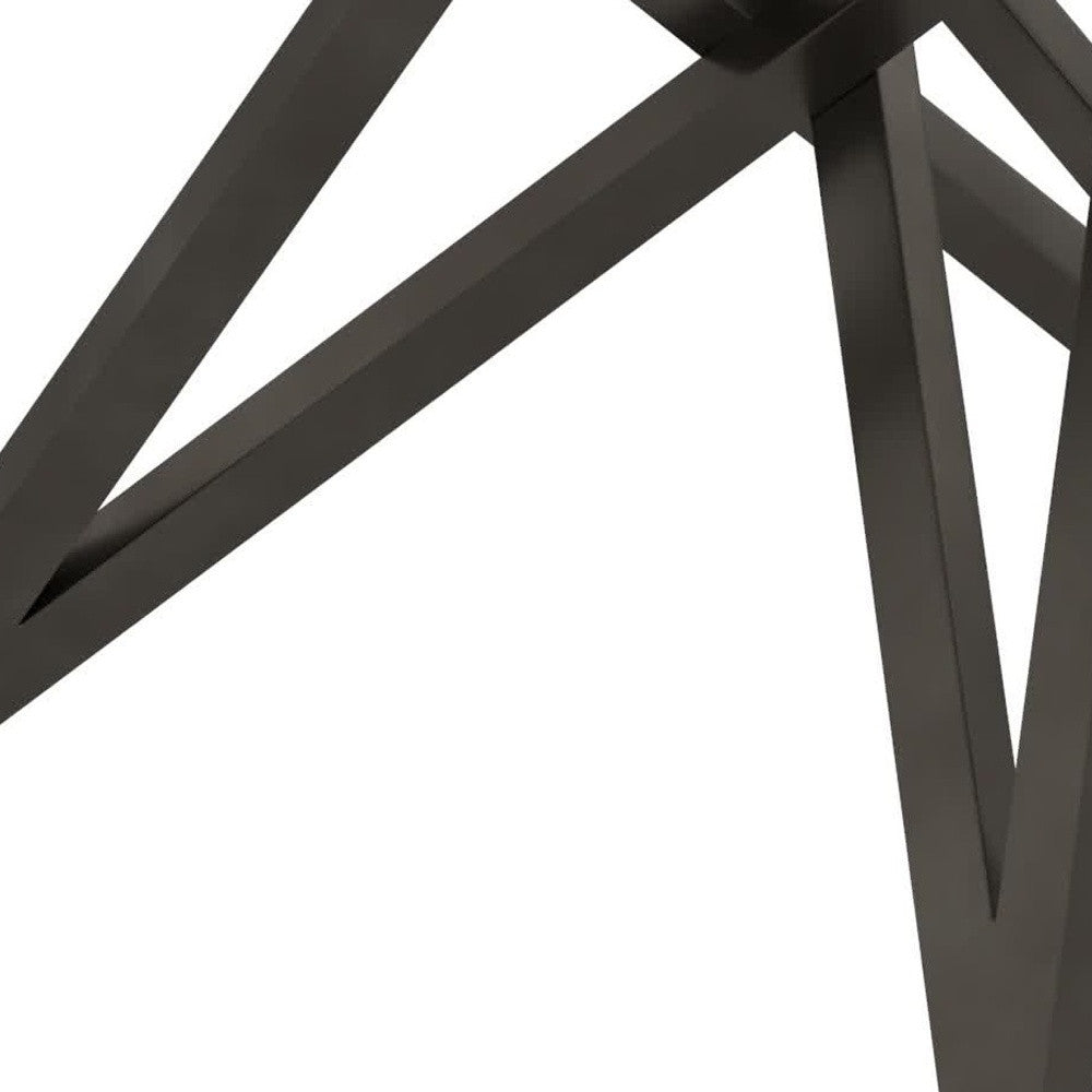 47" White and Gray Wood And Stainless Steel Cross Leg Base Round Top Dining Table-2