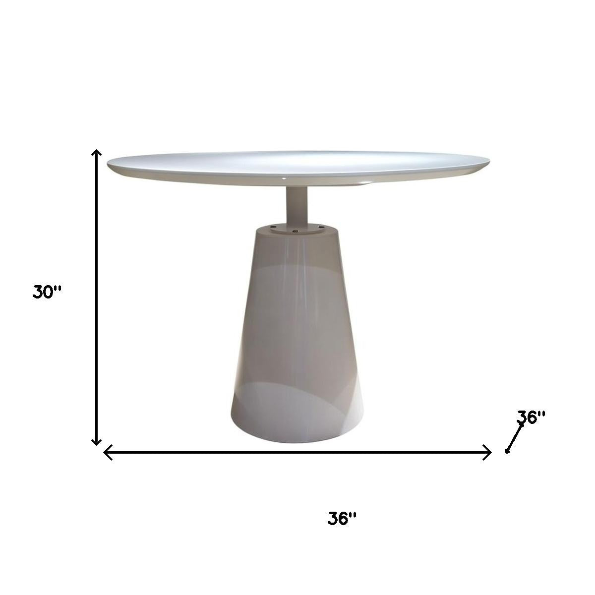 36" White Wood And Metal Pedestal Base Round Top Dining Table-7