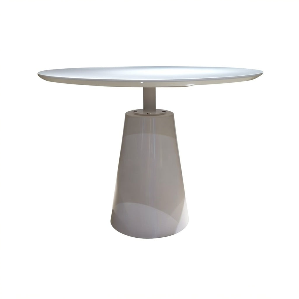 36" White Wood And Metal Pedestal Base Round Top Dining Table-1