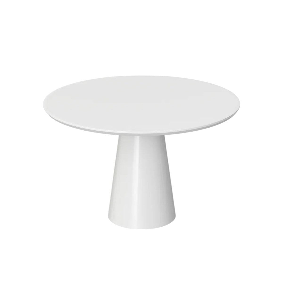 36" White Wood And Metal Pedestal Base Round Top Dining Table-3