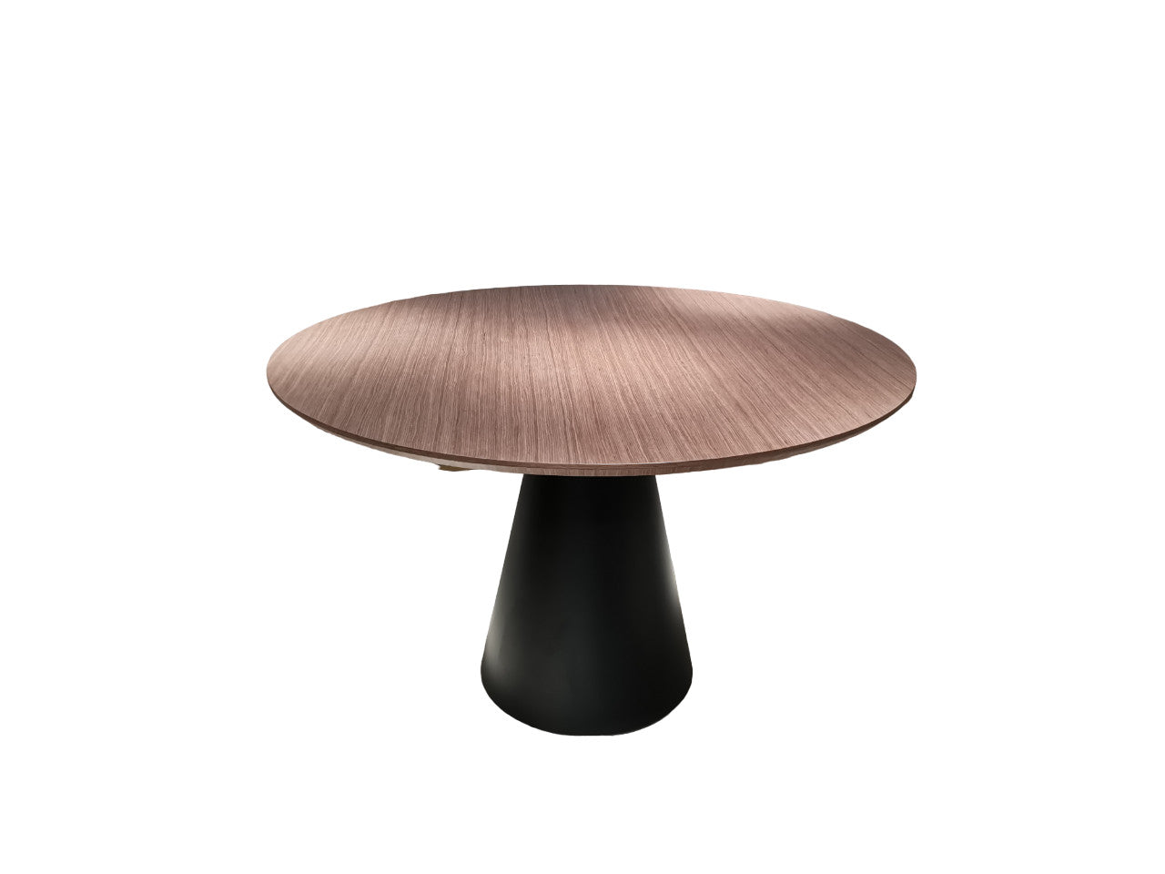 48" Brown and Black Wood And Metal Pedestal Base Round Top Dining Table-2