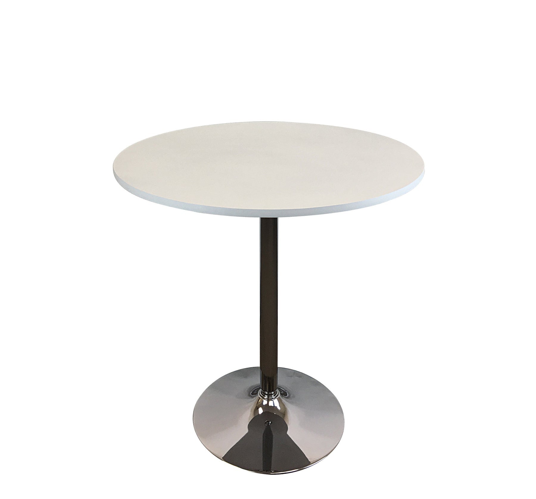 36" White and Silver Wood And Metal Pedestal Base Round Top Dining Table-1