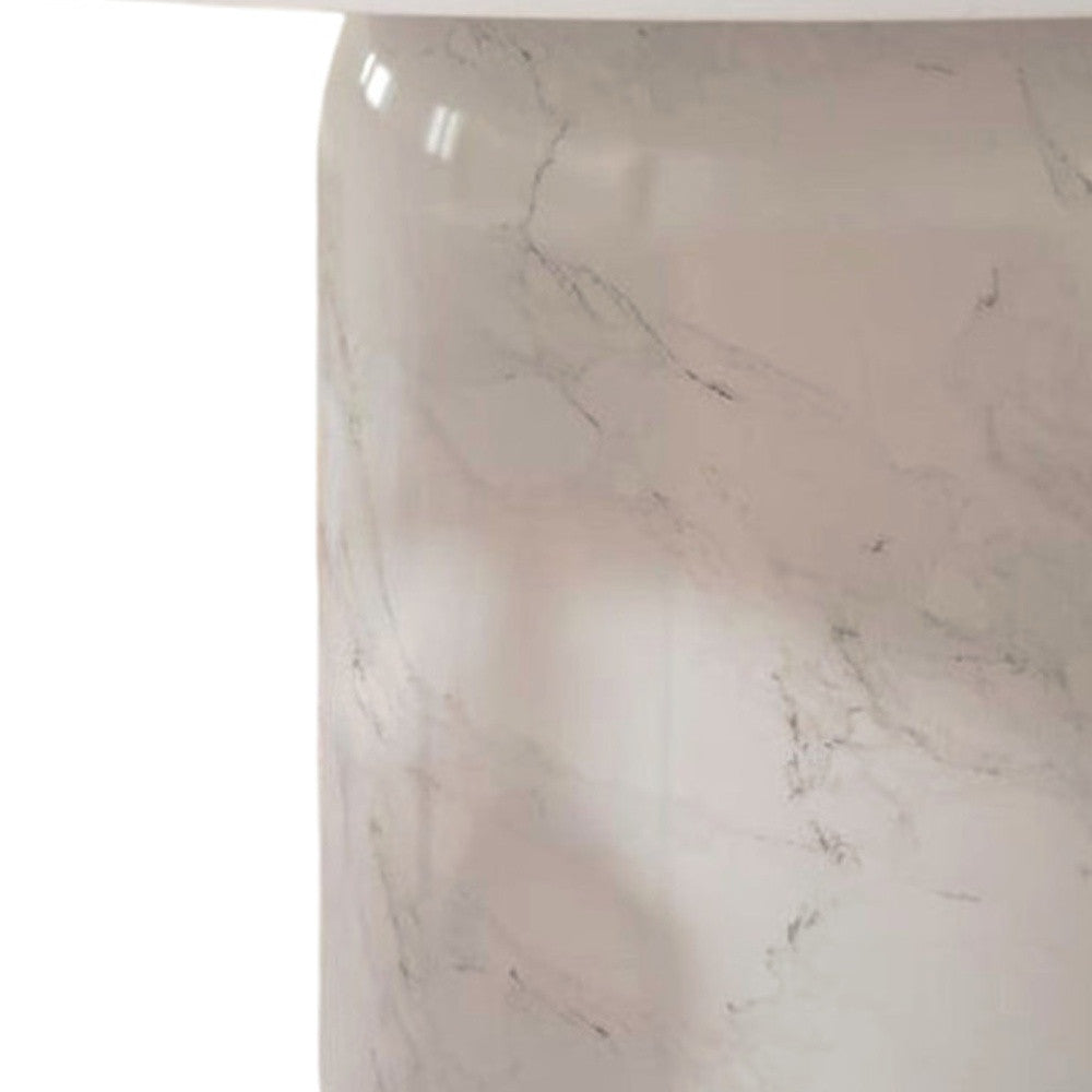 60" Gray and White Marble Pedestal Base Round Top Dining Table-2