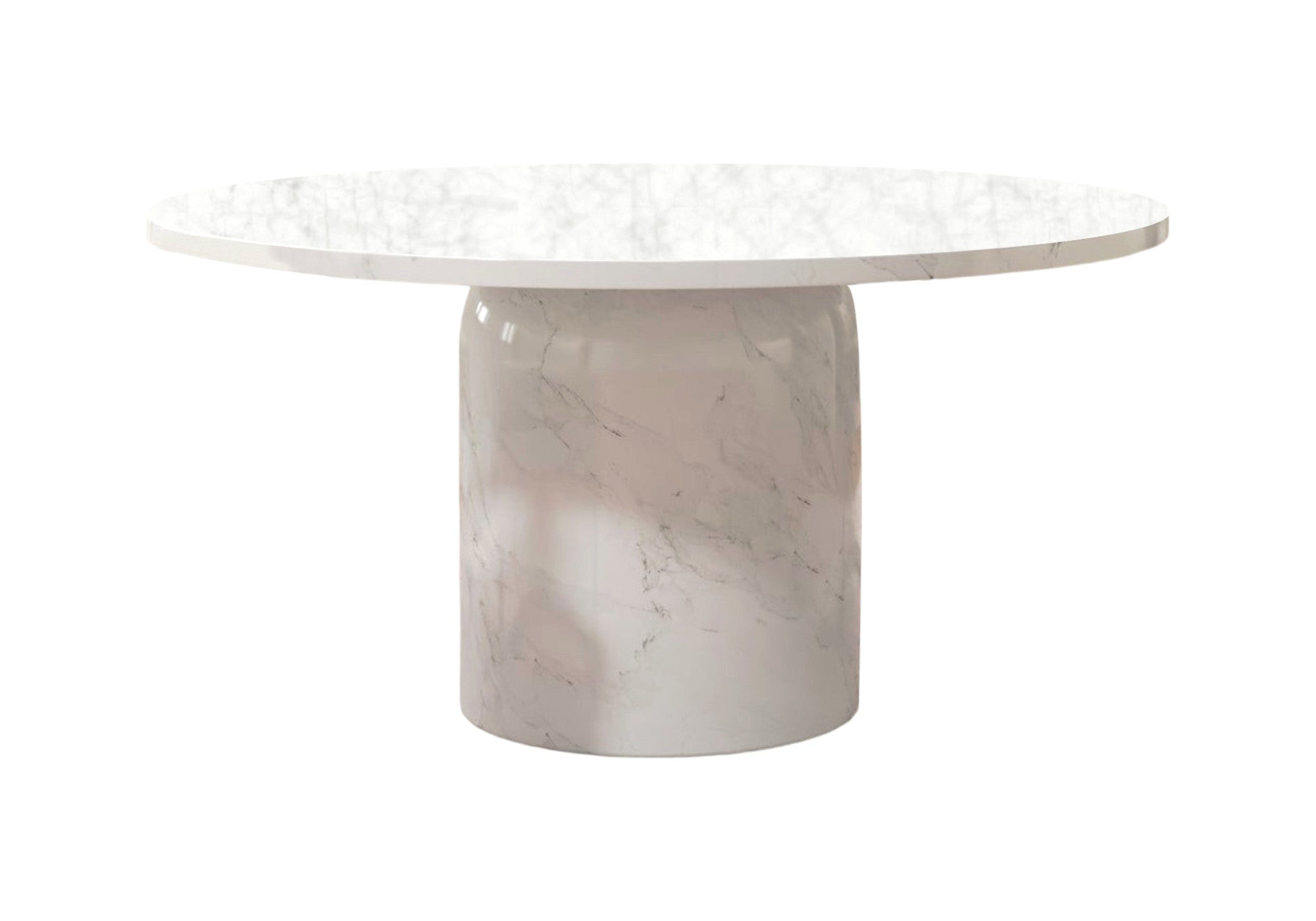 60" Gray and White Marble Pedestal Base Round Top Dining Table-1
