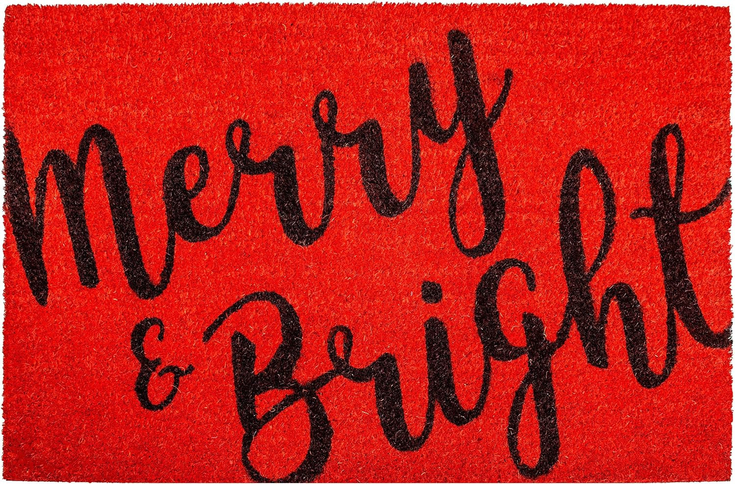 24" X 36" Red and Black Coir Merry and Bright Outdoor Christmas Door Mat-1