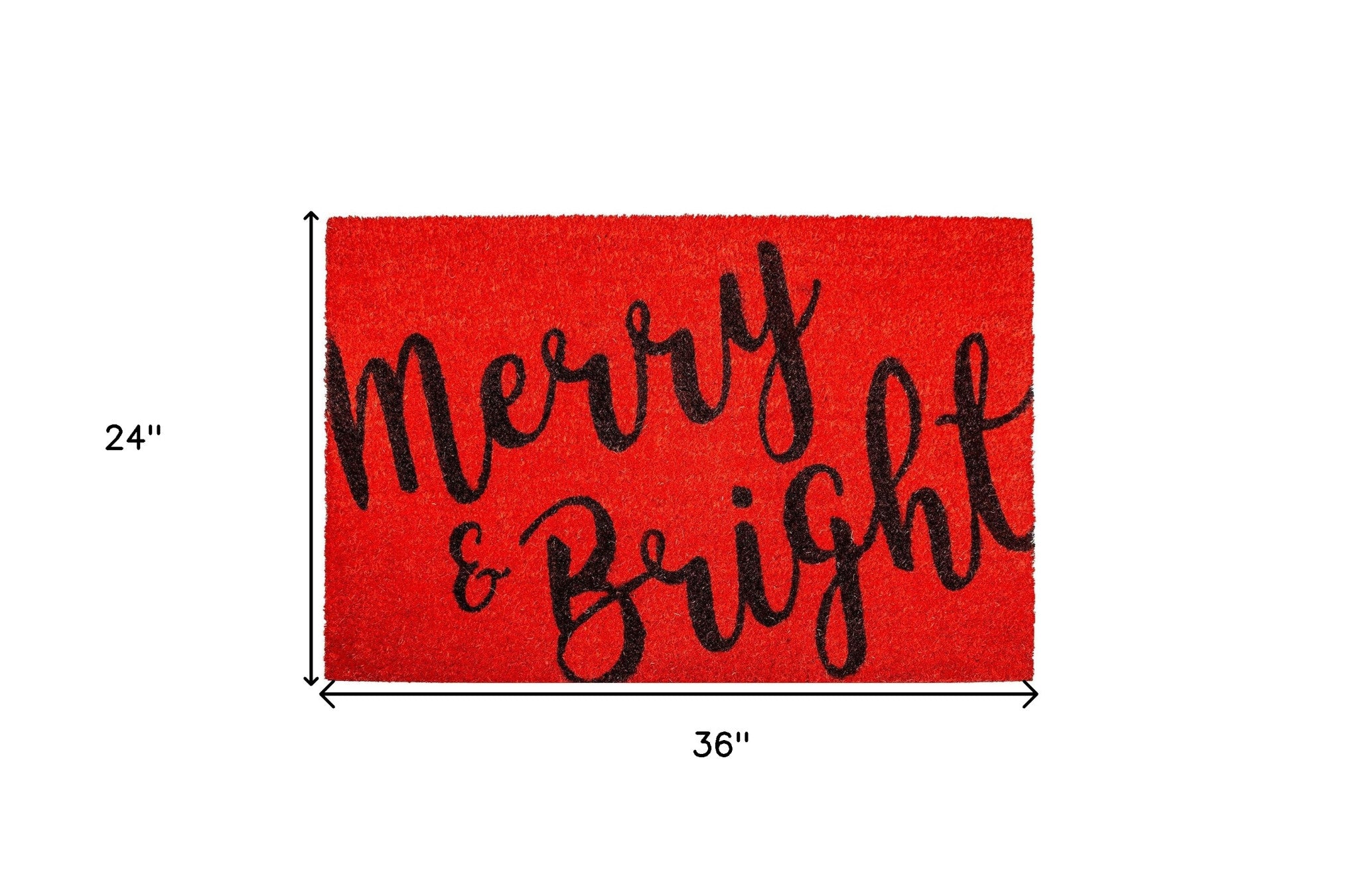 24" X 36" Red and Black Coir Merry and Bright Outdoor Christmas Door Mat-2