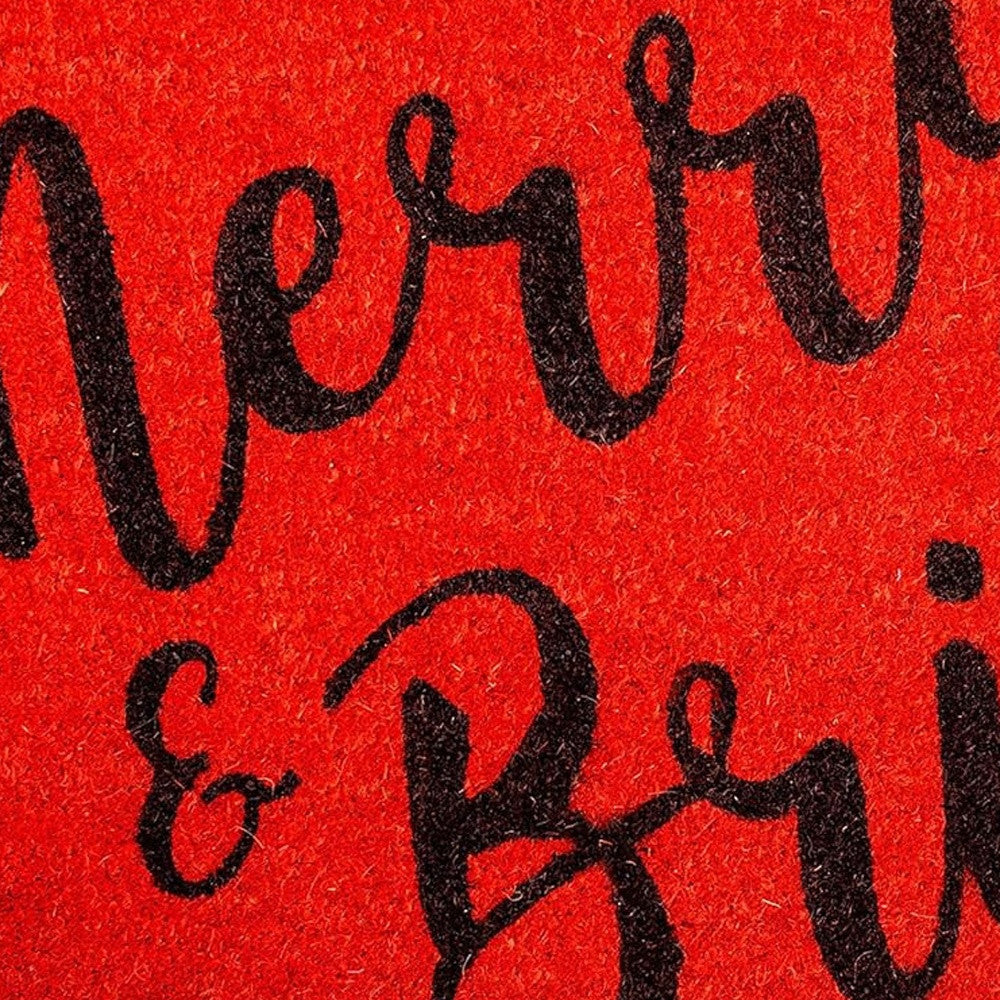 24" X 36" Red and Black Coir Merry and Bright Outdoor Christmas Door Mat-4