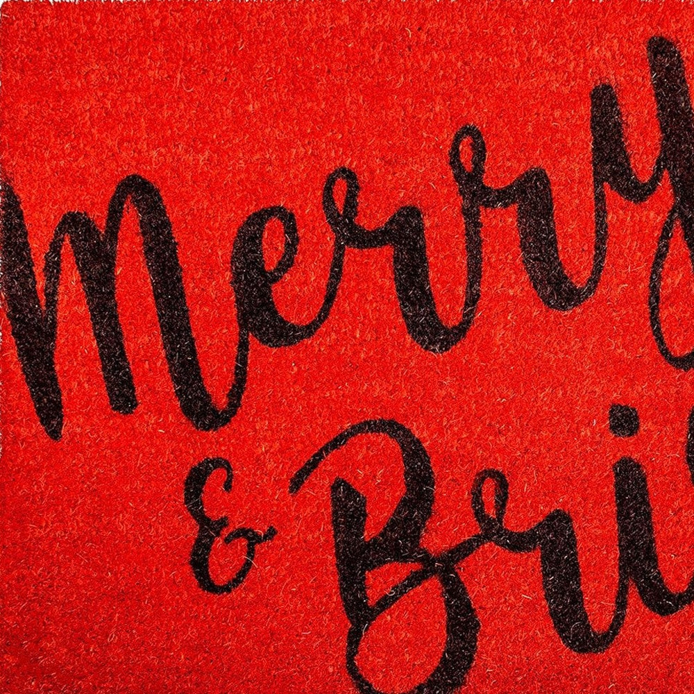 24" X 36" Red and Black Coir Merry and Bright Outdoor Christmas Door Mat-5