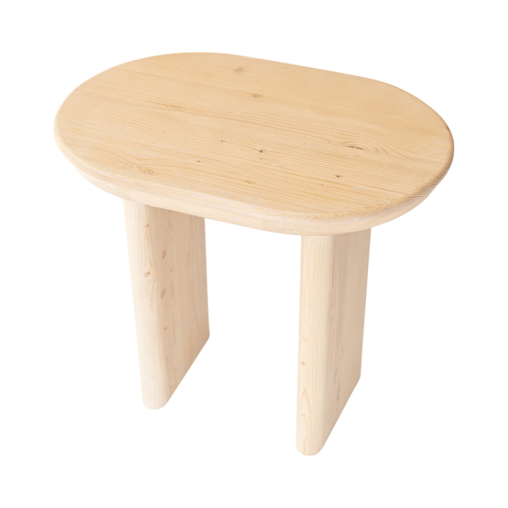 22" Natural Solid Wood Oval Sled End Table-3