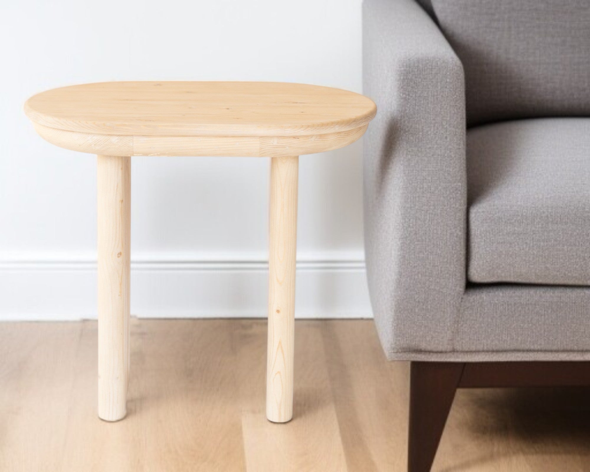 22" Natural Solid Wood Oval Sled End Table-0