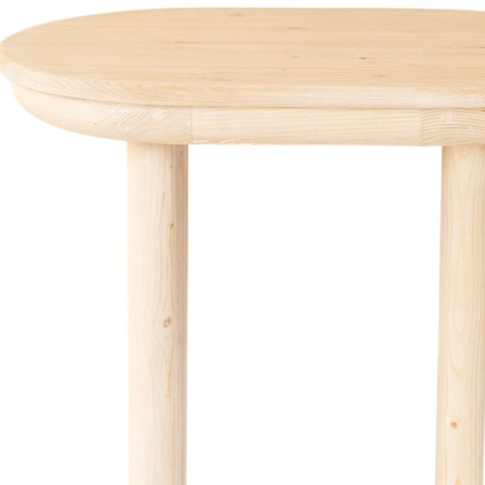 22" Natural Solid Wood Oval Sled End Table-6