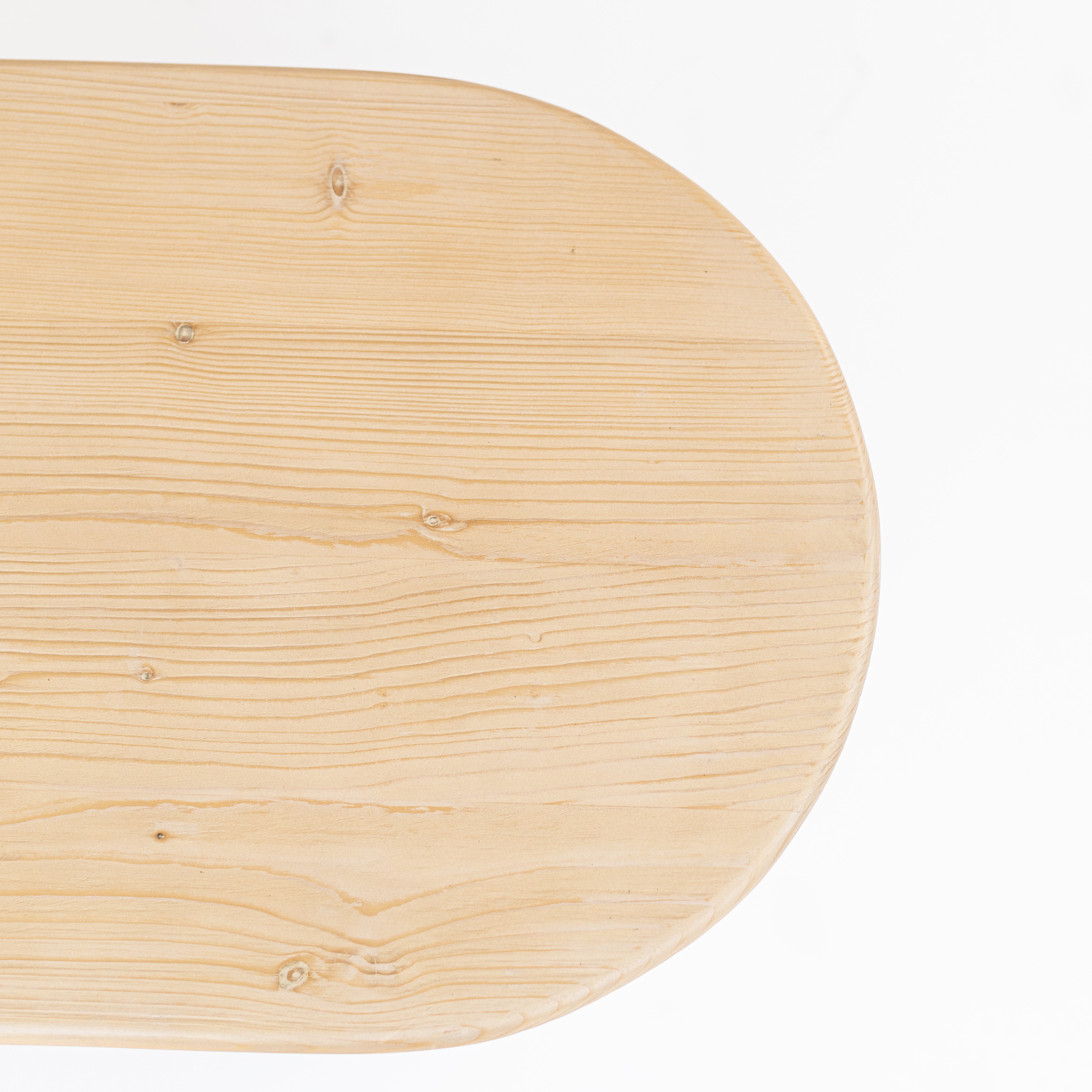 22" Natural Solid Wood Oval Sled End Table-5