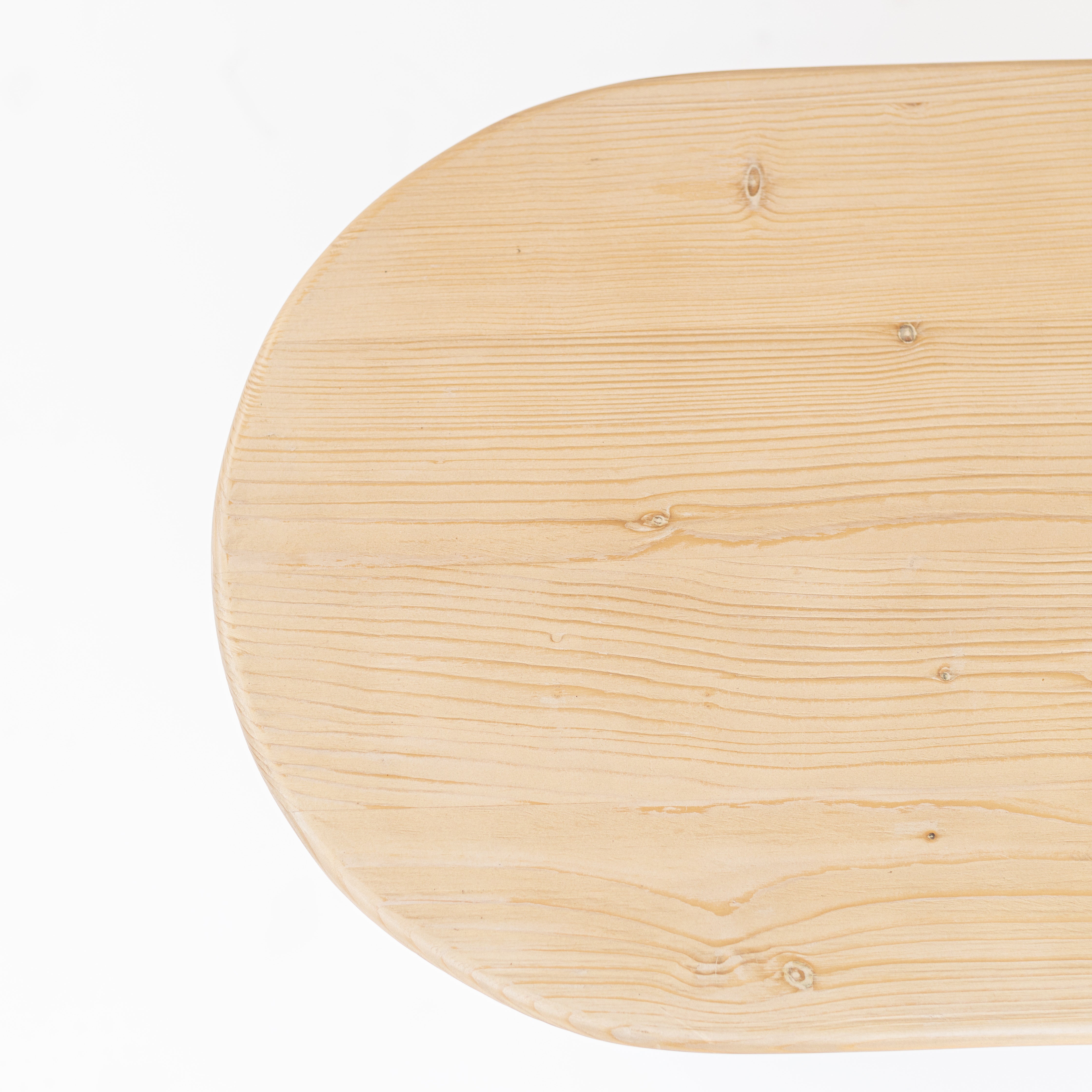 22" Natural Solid Wood Oval Sled End Table-4