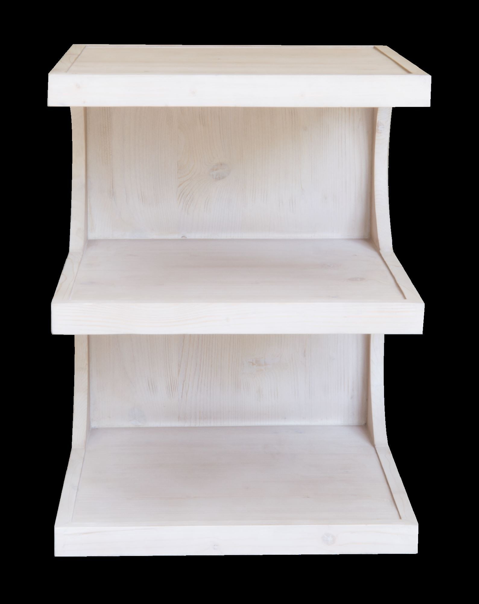 24" Natural Solid Wood End Table With Two Shelves-6