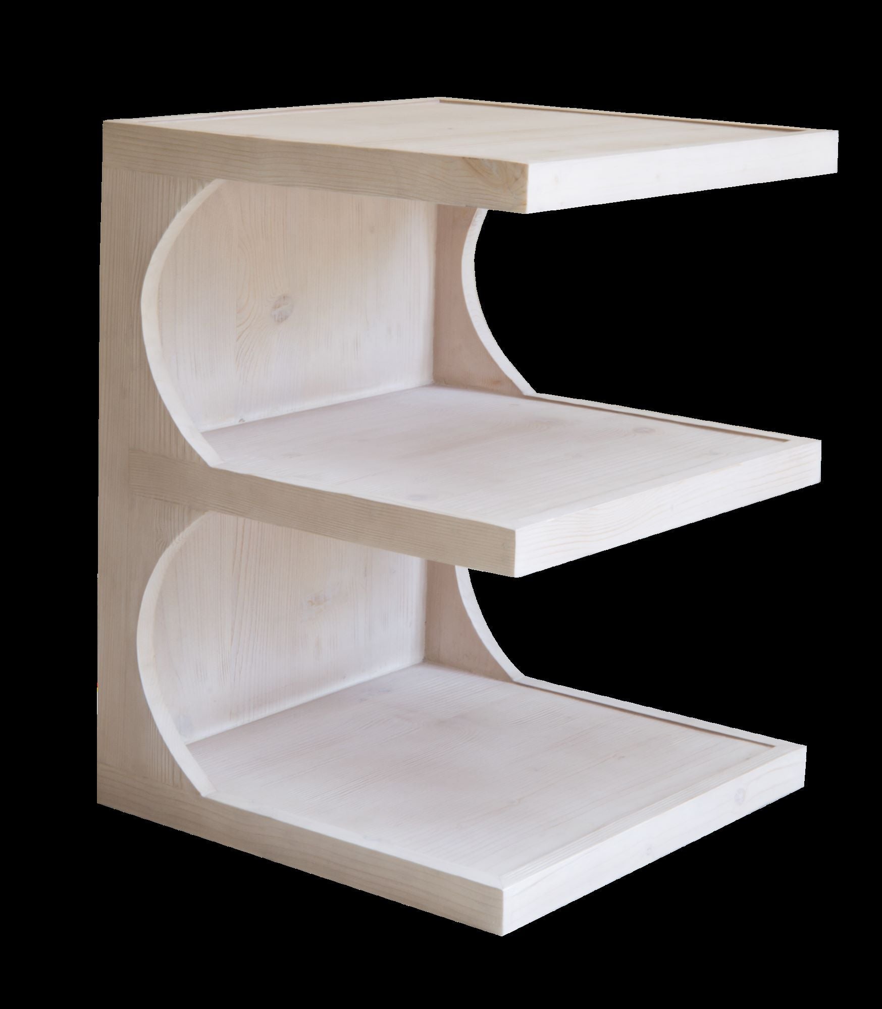 24" Natural Solid Wood End Table With Two Shelves-7