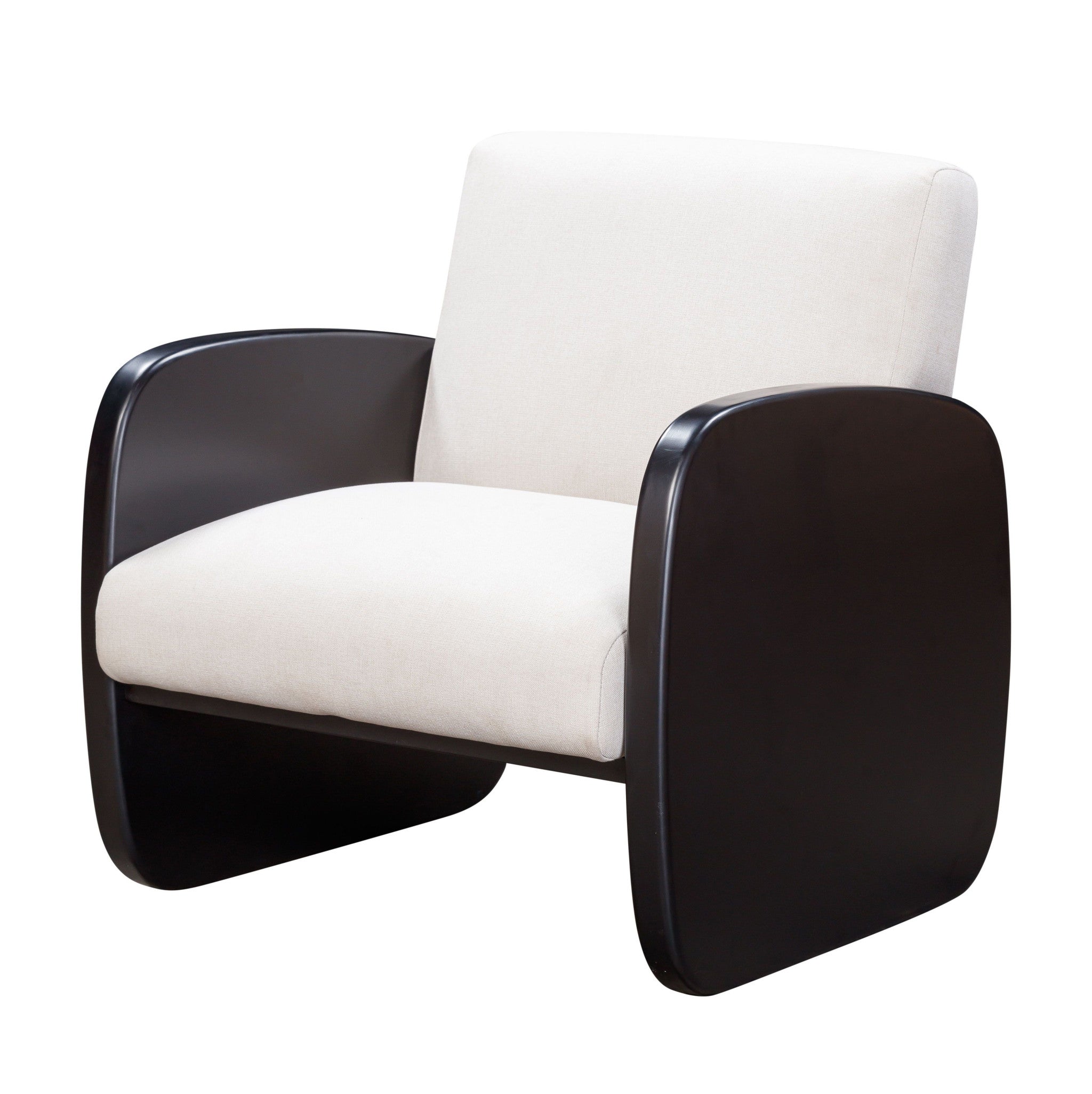 29" White And Black Linen Arm Chair-7